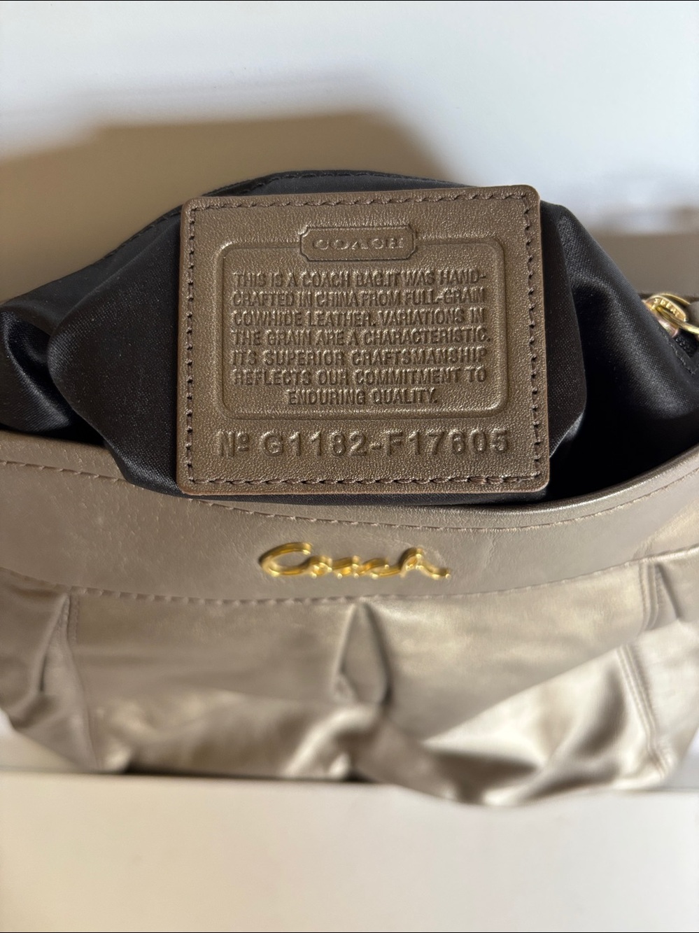 Coach Ashley Hippie Leather Bag, Bronze Leather Gold Hardware F17605 Good Shape - Picture 3 of 10